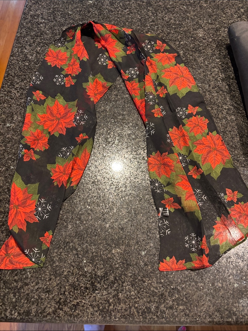 Women’s Black Holiday Poinsettia Scarf - Unbranded